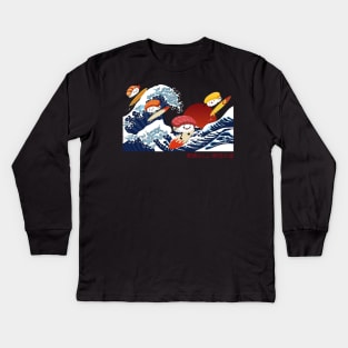 Sushi The Great Wave Japanese Kanagawa Japanese Kids Long Sleeve T-Shirt